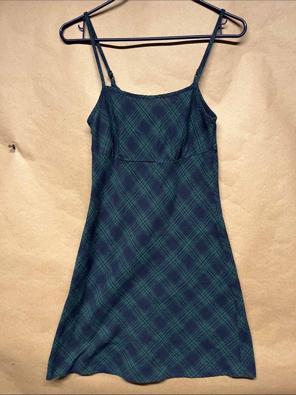 SHEIN Dark Green Plaid Spaghetti Strap Slip Dress